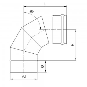 Колено Ferrum 4 сек. угол 90 (430/0,5 мм) d=250
