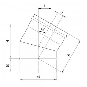 Колено Ferrum угол 135 (430/0,5 мм) d=80