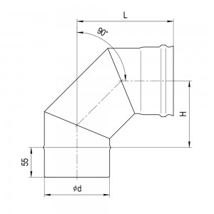 Колено Ferrum угол 90 (430/0,5 мм) d=80