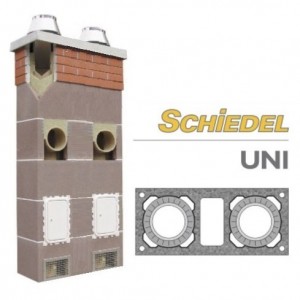 Керамический дымоход Schiedel UNI двухходовой с вент. каналом д=160 х160 мм, высота 11м