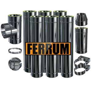 Комплект дымохода Ferrum 0,8 мм, д=115 мм (через крышу, верхний выход)