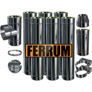 Комплект дымохода Ferrum 0,8 мм, д. 120 мм (через крышу, верхний выход)