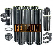 Комплект дымохода Ferrum 0,8 мм, д= 115 мм (через стену, верхний выход)