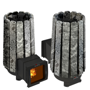 Дровяная банная печь Grill’D Cometa 180 Vega Long Window Max Stone
