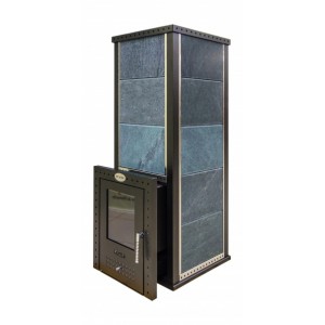 Дровяная печь для бани Klover RT 35 RV S (серпентинит Италия) комплект
