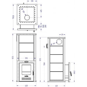 Газовая печь для бани Klover RT 35 RV в стандартной облицовке