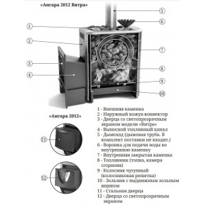 Дровяная печь для бани ТМФ Ангара 2012 Inox ДА ЗК ТО