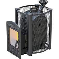 Дровяная печь для бани ТМФ Чёрная жемчужина Люмина Плюс с чугунной каменкой