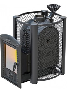 Дровяная печь для бани ТМФ Чёрная жемчужина Люмина Плюс с чугунной каменкой