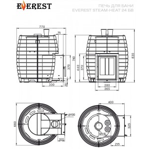 Банная печь Эверест Steam Heat 24 б/в
