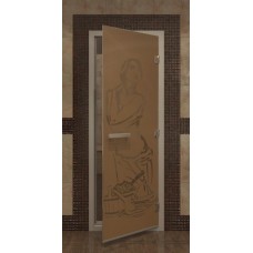 Дверь для Хамама DoorWood «Девушка бронза матовая на просвет»
