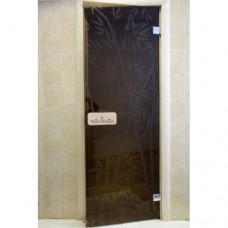 Дверь стекло Бронза с рисунком «Бамбук и бабочки» коробка липа/берёза