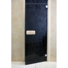 Дверь стекло Черный жемчуг с рисунком «Бамбук и Бабочки» коробка липа/берёза
