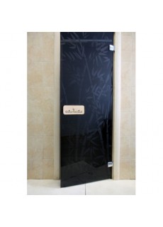 Дверь стекло Черный жемчуг с рисунком «Бамбук и Бабочки» коробка липа/берёза