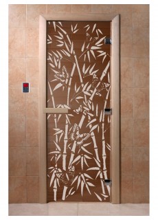 Дверь для саун DoorWood "Бамбук и бабочки бронза"
