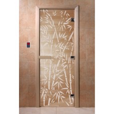 Дверь для саун DoorWood "Бамбук и бабочки прозрачная"