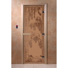 Дверь для саун DoorWood "Березка бронза матовая"