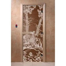 Дверь для саун DoorWood "Мишки бронза"