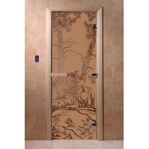 Дверь для саун DoorWood "Мишки бронза матовая"