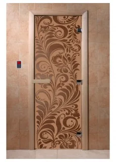 Дверь для саун DoorWood "Хохлома бронза матовая"