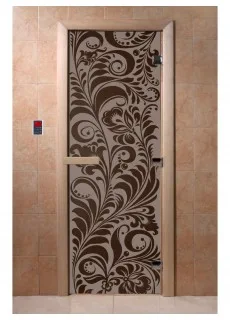 Дверь для саун DoorWood "Хохлома графит матовый"