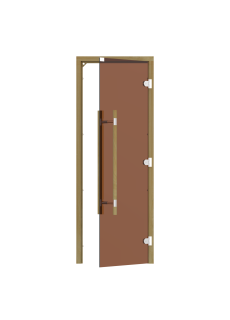Дверь SAWO 741-3SGD-R-3 (7/19, бронза, правая, без порога, кедр, прямая ручка с металлической вставкой)