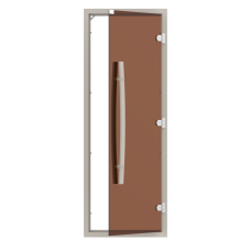 Комплект двери SAWO 741-4SGA-1 с бронзовым стеклом (осина, с порогом, изогнутая ручка)