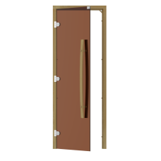 Комплект двери с "бронзовым" стеклом SAWO 741-3SGD-L-1 (кедр, без порога, изогнутая ручка, левая)
