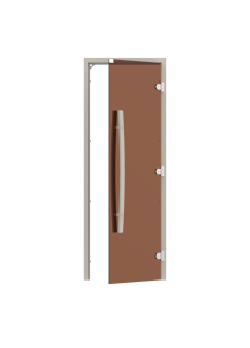 Комплект двери с бронзовым стеклом SAWO 741-3SGA-R-1 (осина, без порога, правая, изогнутая ручка)