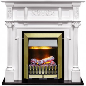 Каминокомплект Dimplex Oxford - Белый с очагом Danville Antique Brass FB2
