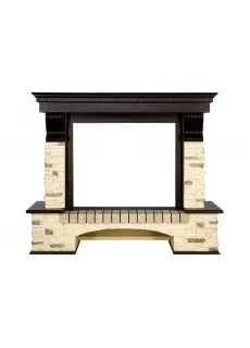 Портал Royal Flame Pierre Luxe угловой - Сланец / Темный дуб
