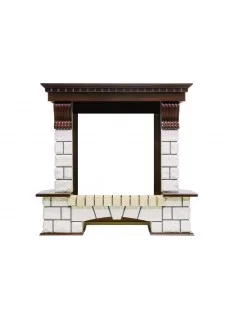Портал Royal Flame Pierre Luxe угловой - Темный дуб / Белый