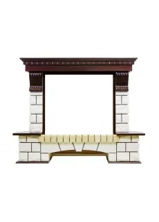 Портал Royal Flame Pierre Luxe угловой - Темный дуб / Белый (Ширина 1320мм)
