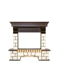 Портал Royal Flame Pierre Luxe угловой - Белый / Темный дуб