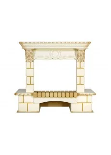 Портал Royal Flame Pierre Luxe угловой - Шампань / Слоновая кость с патиной