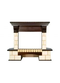 Портал Royal Flame Pierre Luxe угловой - Шампань / Темный дуб