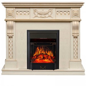 Каминокомплект Royal Flame Corsica - Слоновая кость с патиной (Ширина 1100) с очагом Majestic FX Black