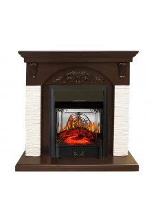 Каминокомплект Royal Flame Bern Сланец мелкий белый / Темный дуб с очагом Majestic FX M Black