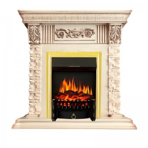 Каминокомплект Royal Flame Luxemburg (каменный) - Сланец/Cлоновая кость с патиной с очагом Fobos FX Brass