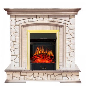 Каминокомплект Royal Flame Preston - Белый/Слоновая кость с патиной с очагом Majestic FX Brass