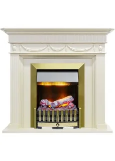 Каминокомплект Dimplex Corfu - Слоновая кость с очагом Danville Antique Brass FB2