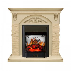 Каминокомплект Royal Flame Bern Сланец крупный бежевый / Алебастр темная патина с очагом Majestic FX M Black