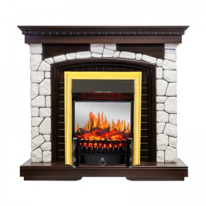 Каминокомплект Royal Flame Glasgow - Темный дуб / Белый с очагом Fobos FX M Brass