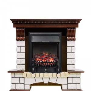 Каминокомплект Royal Flame Pierre Luxe угловой - Темный дуб / Белый с очагом Fobos FX Black