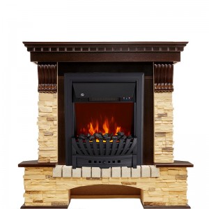 Каминокомплект Royal Flame Pierre Luxe угловой - Темный дуб / Сланец с очагом Aspen Black