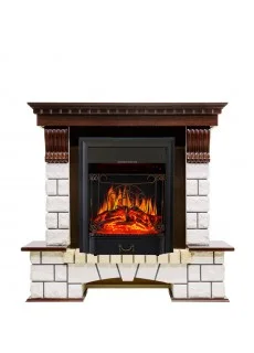 Каминокомплект Royal Flame Pierre Luxe - Темный дуб / Белый с очагом Majestic FX Black