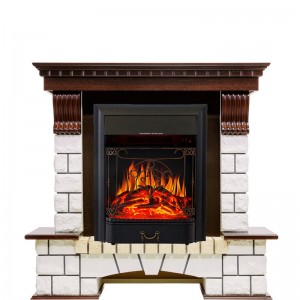 Каминокомплект Royal Flame Pierre Luxe - Темный дуб / Белый с очагом Majestic FX Black