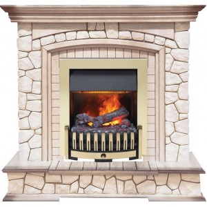 Каминокомплект Dimplex Preston - Белый/Слоновая кость с патиной с очагом Danville Brass FB2