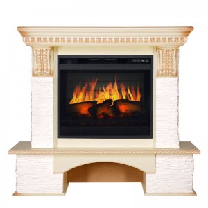 Каминокомплект Royal Flame Pierre Luxe - Сланец белый / Слоновая кость с патиной с очагом Vision 23 EF LED 3D FX