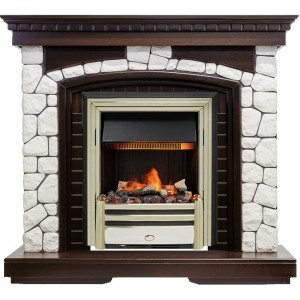 Каминокомплект Dimplex Glasgow - Темный дуб / Белый с очагом Cavendish